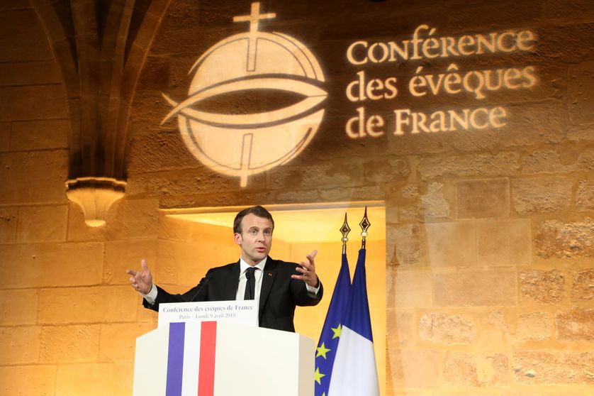 Emmanuel Macron s'est exprimé devant les évêques de France au Collège des Bernardins le 9 avril 2018