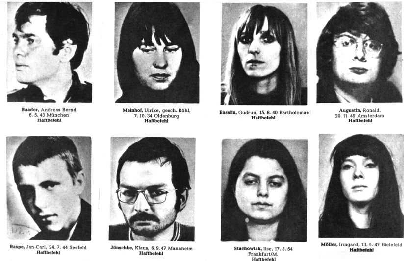 Liste des personnes recherchées par les membres de la Fraction Armée Rouge