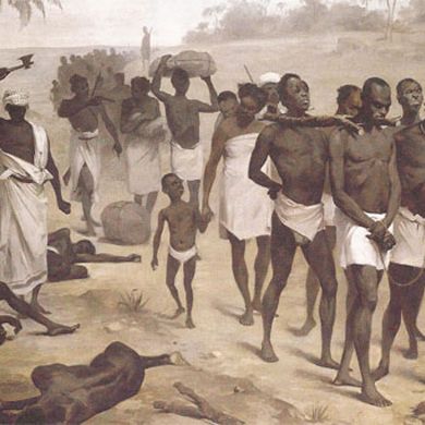 Convoi de captifs en Afrique au 19ème siècle - gravure abolitionniste