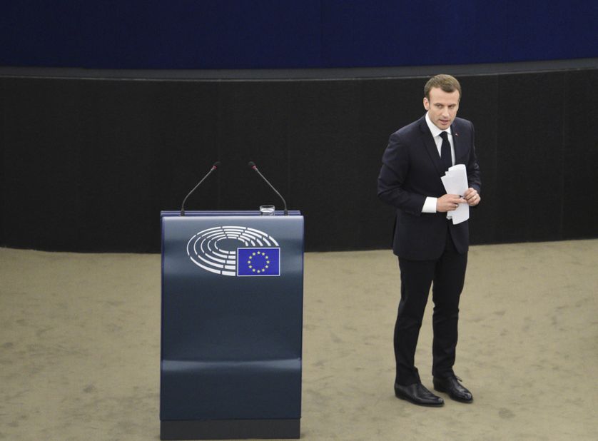 Emmanuel Macron devant le parlement européen , Strasbourg avril 2018