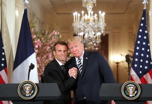 Emmanuel Macron et Donald Trump, lors d'une conférence de presse commune, le 24 avril, à Washington