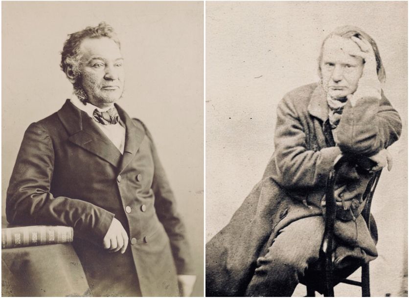 Louis Veuillot (1813-1883) photographié par l'atelier Nadar / Victor Hugo (1802-1885) photographié par son fils Charles vers 1853 (galerie Bassenge)