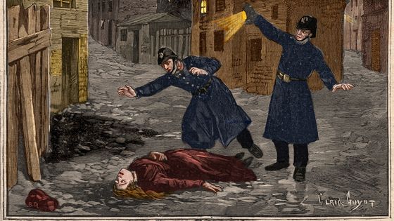 Illustration d'un journal de 1888 d'un crime de Jack l'Éventreur ©Getty - Stefano Bianchetti / Corbis Historical