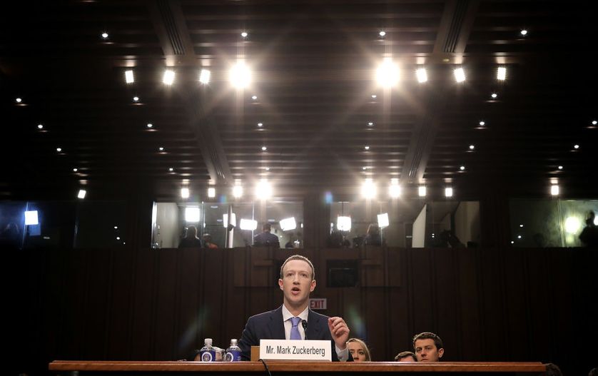 Mark Zuckerberg devant le Sénat américain le 10 avril 2018