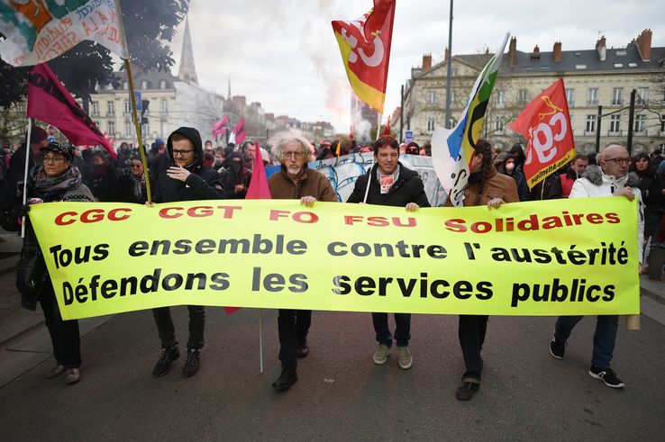 Manifestation à Montpellier pour la défense des services publics, lors de la journée nationale de mobilisation du 22 mars dernier.