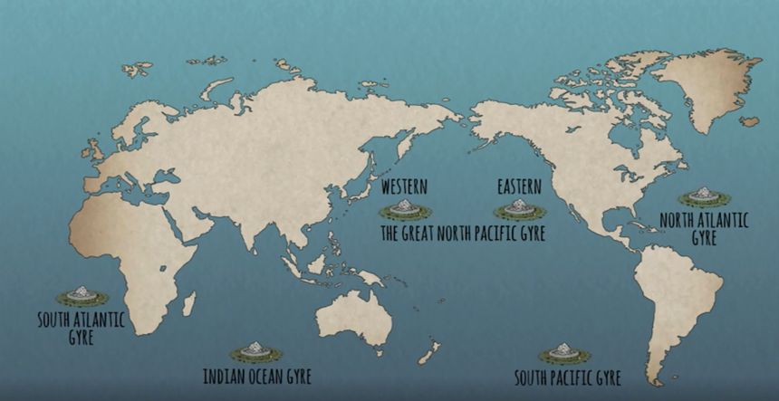 La vidéo "What Really Happens to the Plastic You Throw Away" rappelle aussi l'existence des vortex formés par les courants océaniques, où sont amassés des millions de détritus. Aujourd'hui, il en existe cinq dans les mers du monde.