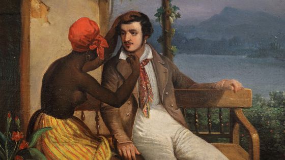 Petit maitre d'amour, peinture de Julien Vallou de Villeneuve (1840), Musée d'Aquitaine ©AFP - MANUEL COHEN / MCOHEN