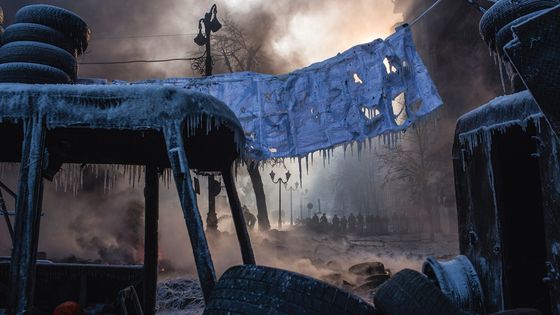 Kiev, UKRAINE. 25 janvier 2014. Mouvement pro-européen «EuroMaidan» dans la capitale ukrainienne. - Corentin Fohlen