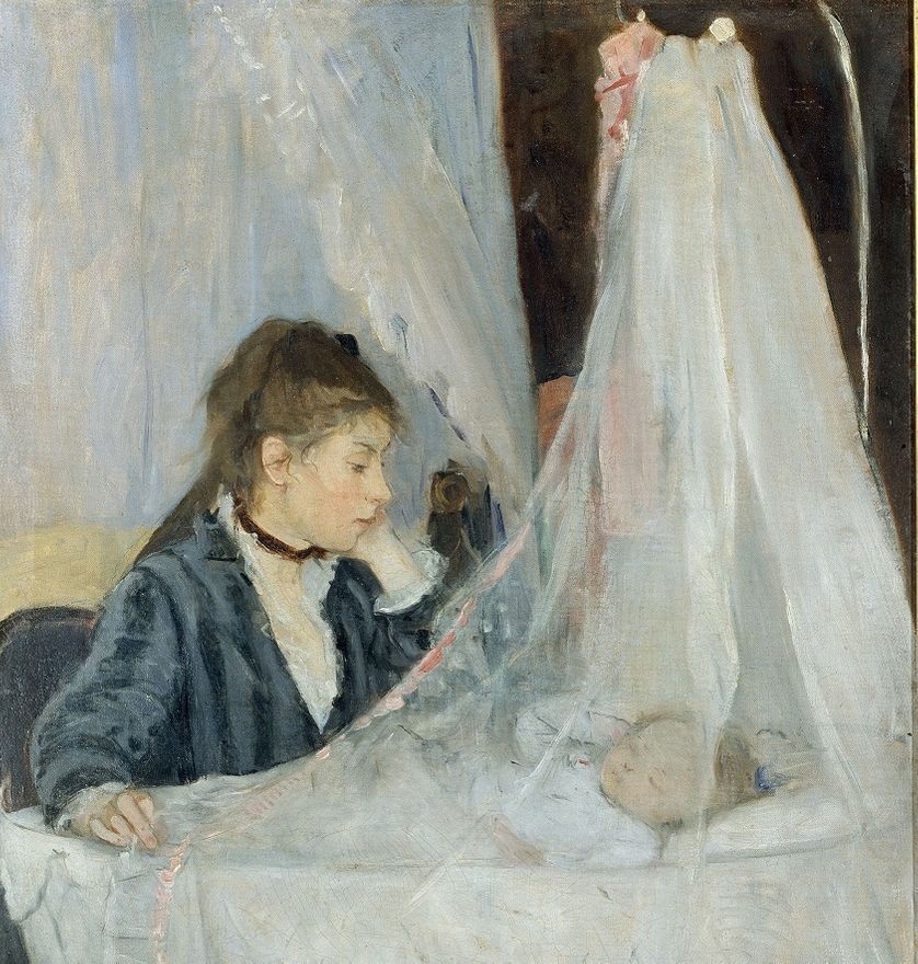 "Le berceau" (la soeur de l'artiste Edma veillant sur le sommeil de sa fille, Blanche) de Berthe Morisot (1841-1895) 1872.