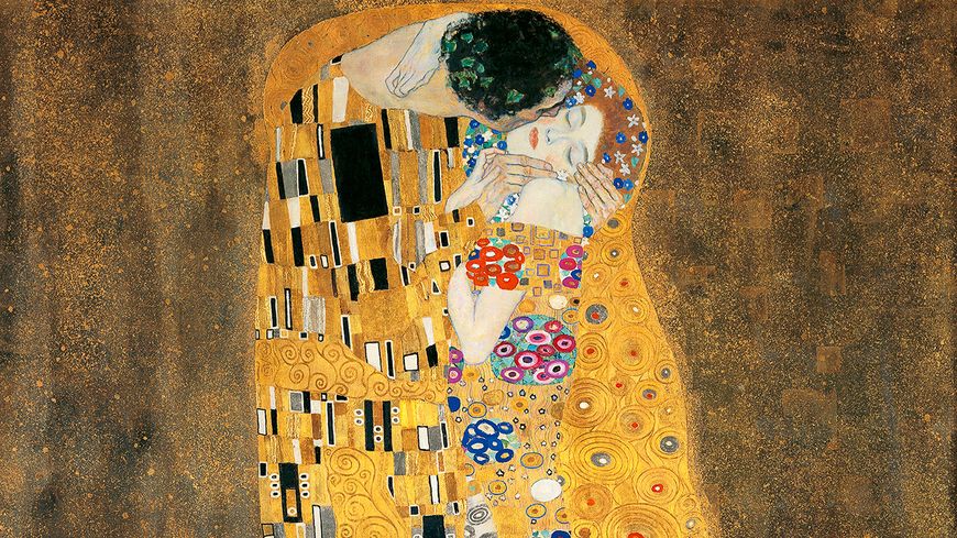 Gustav Klimt Le Baiser 1908-1909 Huile, or, argent, platine sur toile préparé au blanc au zinc 180 x 180 cm Österreichische Galerie Belvedere, Vienne