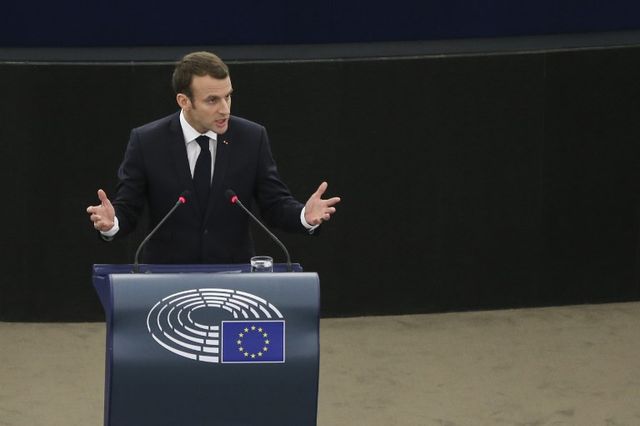 Emmanuel Macron lors de son discours au Parlement européen