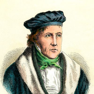 Portrait du philosophe allemand Georg Wilhelm Friedrich Hegel (1770-1831). Gravure du 19eme siecle.