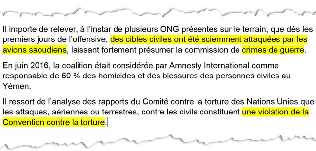 "Des cibles civiles ont été sciemment attaquées par les avions saoudiens" - extrait de la plainte pour "complicité d'actes de torture" déposée contre le prince héritier d'Arabie saoudite
