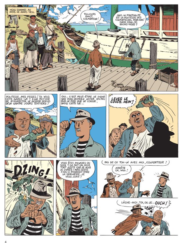 Planche des "Aventures de Théodore Poussin, volume 13, Le Dernier voyage de l'Amok" par Frank Le Gall
