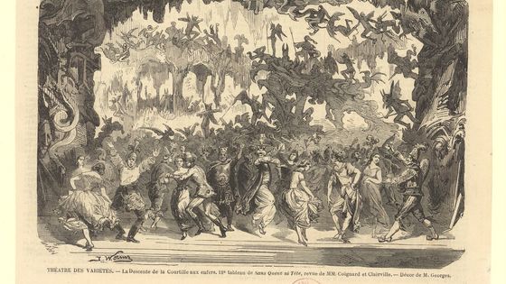 "Sans queue ni tête": La descente de la Courtille aux enfers, 18e tableau. Revue de MM. Cogniard et Clairville. Théâtre des Variétés. 1859 - Gallica - BnF