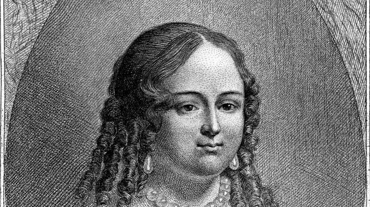 L'écrivaine, poétesse, dramaturge et romancière Madame de Villedieu (1640-1683). La gravure est signée Charles Devrits