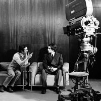 Sur le tournage de "Domicile conjugal" 1970 de François Truffaut avec Jean Pierre Léaud.