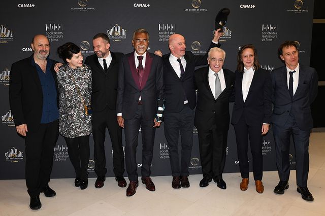 Martin Scorsese entouré de Cédric Klapish, Rebecca Zlotowski, Yann Gonzalez, Medhi Hamdi, Jacques Audiard, Celine Sciamma et Bertrand Bonello