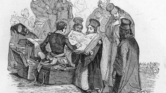 Campagne d'Egypte : le général Napoléon Bonaparte (1769-1821) rencontre une députation d'arabes envoyé par les moines du mont Sinaï venue solliciter une alliance avec les Français a Suez, décembre 1798" ©AFP - Leemage