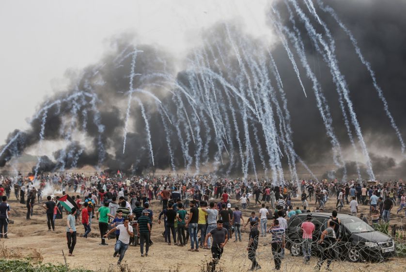 Heurts entre les manifestants palestiniens et les forces de l'ordre israéliennes le 4 mai 2018