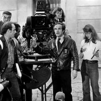 François Truffaut sur le tournage de La Nuit américaine, 1973