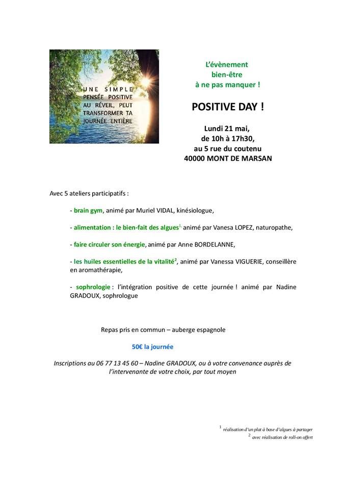 Vanesa Lopez organise un "Positive day" le 21 mai.