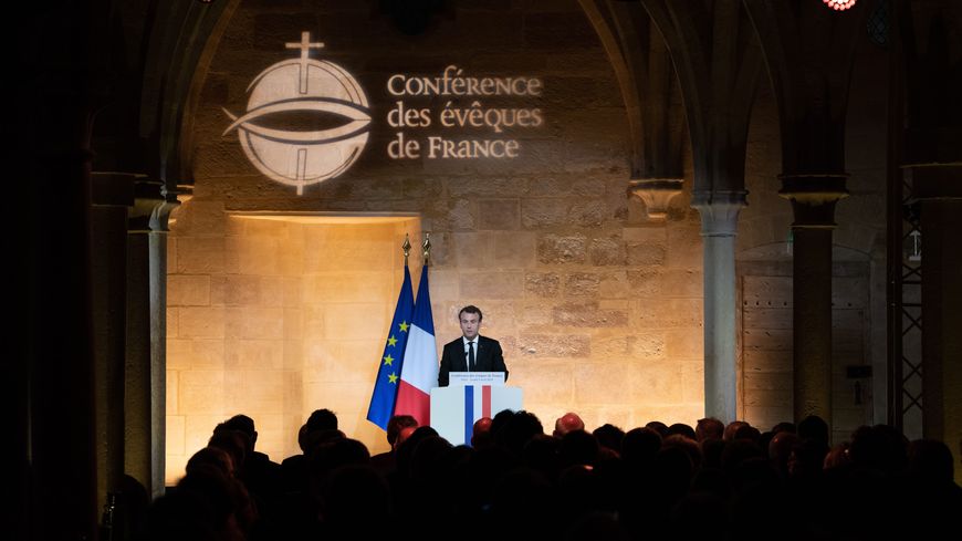 Emmanuel Macron, le 9 avril 2018 au Collège des Bernardins à Paris.