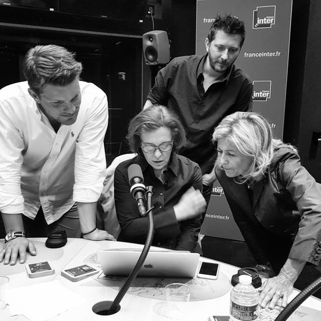 Stanislas de Barbeyrac, Laurence Equilbey, David Bobée et Claire Chazal, enregistrement du grand Atelier de Laurence Equilbey / mai 2018 © Radio France / Perrine Malinge