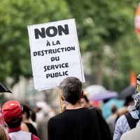 Paris, France le 22 mai 2018. Manifestation des fonctionnaires pour la défense du service public.