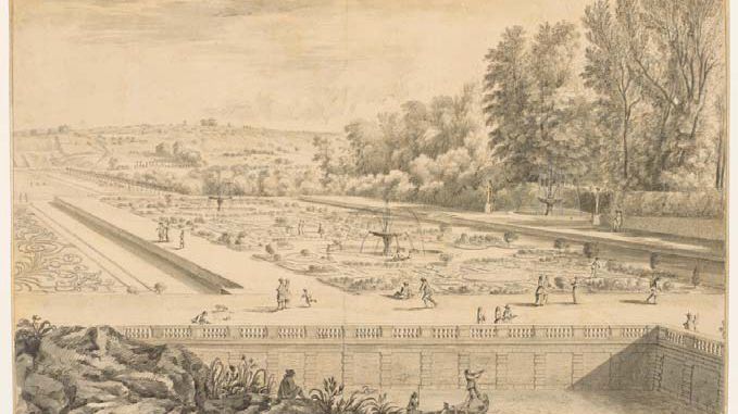 Israël Silvestre, Château de Vaux. Vue du parterre de fleurs, vers 1659—1661, Paris, musée du Louvre, département des Arts graphiques, Inv 33024 © RMNGrand Palais (musée du Louvre) / Michel Urtado