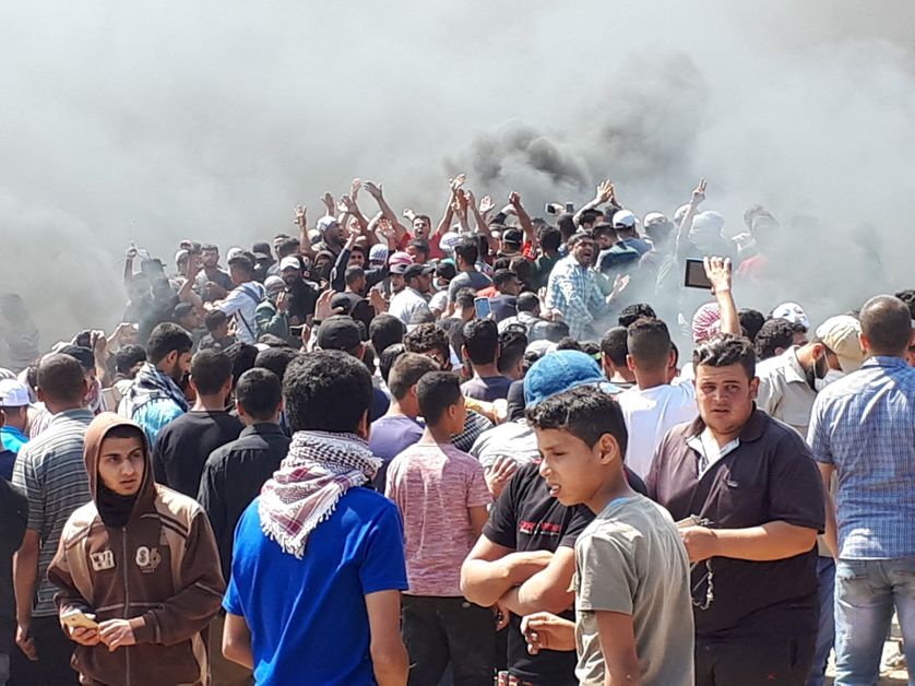 Manifestants à Gaza ce matin