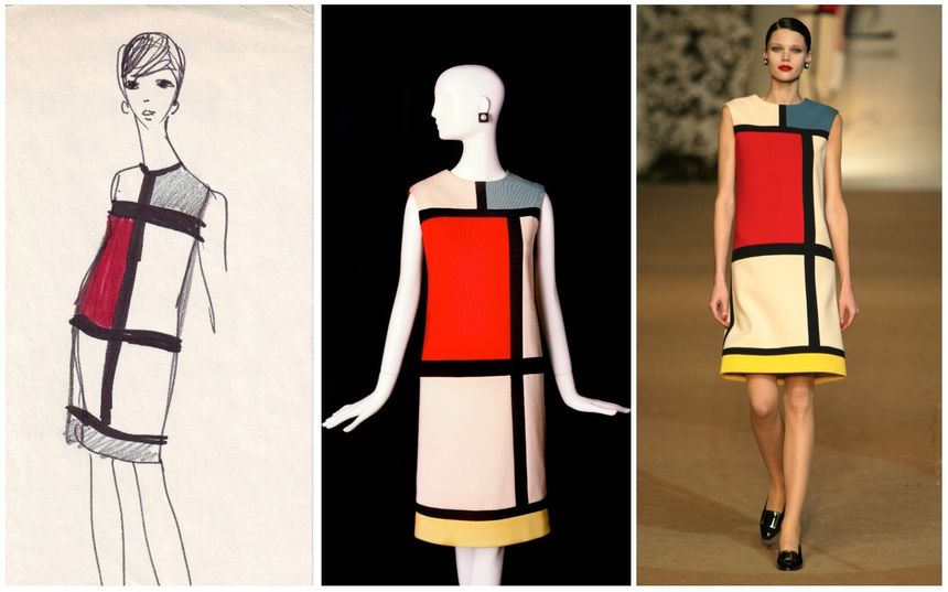 Croquis original et modèle de la collection haute couture automne-hiver 1965.