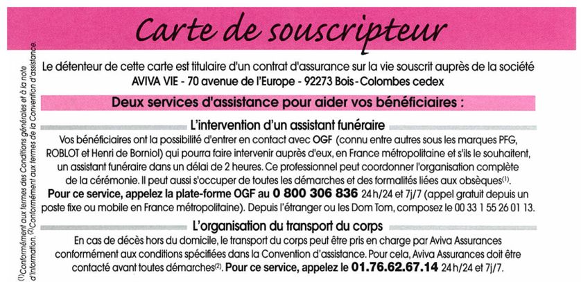 Fournie par un assureur, une carte souscripteur qui oriente vers le groupe OGF. Détournement de clientèle ?