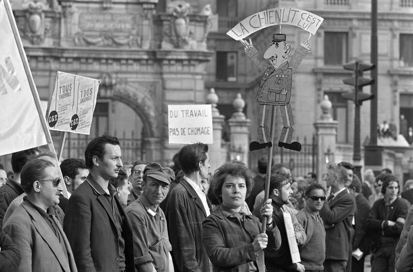 Paris le 29 mai 1968, lors du défilé organisé par la CGT, Le même jour, le président de Gaulle se rendait secrètement à Baden Baden