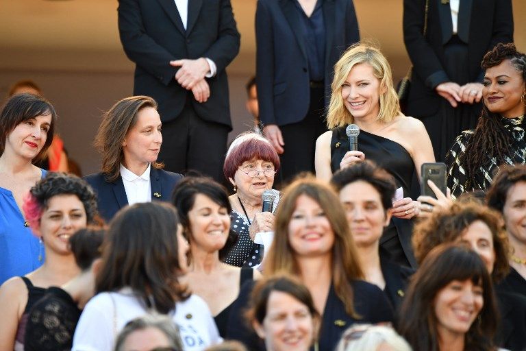 Agnès Varda et Cate Blanchett déclament un discours sur le manque de représentation des femmes réalisatrices lors du 71ème festival de Cannes