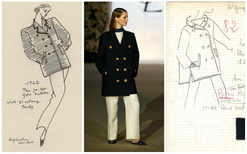 Croquis de caban et le modèle de la collection haute couture printemps été 1962.