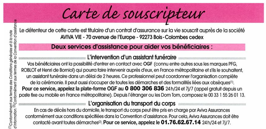 Fournie par un assureur, une carte souscripteur qui oriente vers le groupe OGF. Détournement de clientèle ?