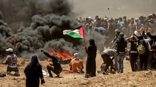 Près de la frontière entre la bande de Gaza et Israël à l'est de la ville de Gaza le 14 mai 2018 ©AFP - Mahmud Hams