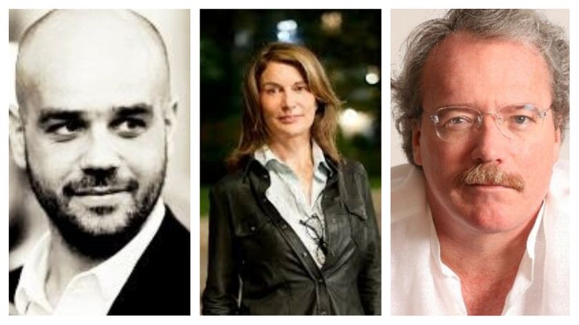 De gauche à droite : Antoine Albertini, Véronique Bizot (© Sacha Lenormand) et Alberto Barrera Tyszka