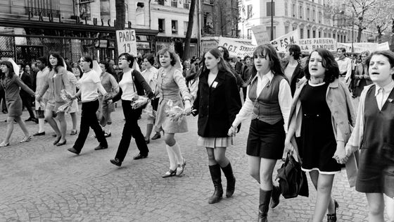 Dans le cortège de la manifestation, 1er mai 1968 ©AFP - J. Marie