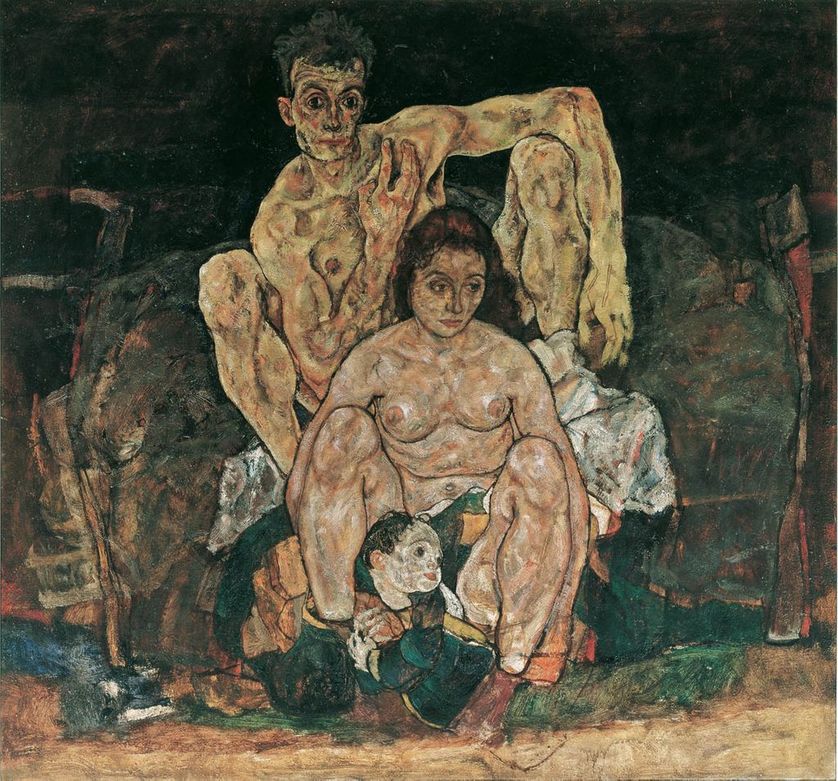 Egon Schiele (1890–1918), "La Famille" (1918). Huile sur toile (150 × 160.8 cm)