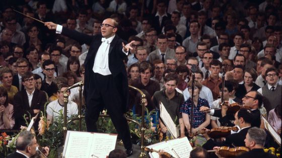 Gennady Rozhdestvensky, principal conductor of the Moscow Radio Symphony Orchestra performs at the 1968 London Promenade Concerts or Proms in the Royal Albert Hall, London - Erich Auerbach