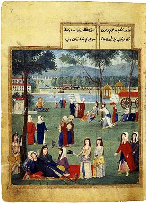 Détail d'une miniature du Zenannâme (Livre des Femmes), Fazil Enderuni