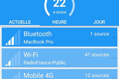 Tableau d'exposition aux ondes à Radio France dans l'application ElectroSmart