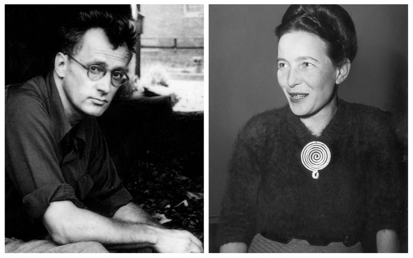 Nelson Algren en 1949 (© Universal History Archive / Contributeur) & Simone de Beauvoir en 1955 (© Hulton Archive / Intermittent)