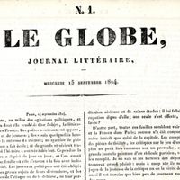 Première page du Le Globe, un journal saint simonien publié entre 1824 et 1832
