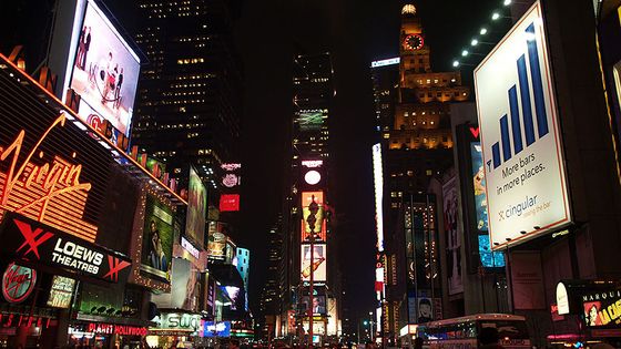 New York City, Times Square At Night - Bartek Roszak, 2005 (GFDL) via Wikimedia