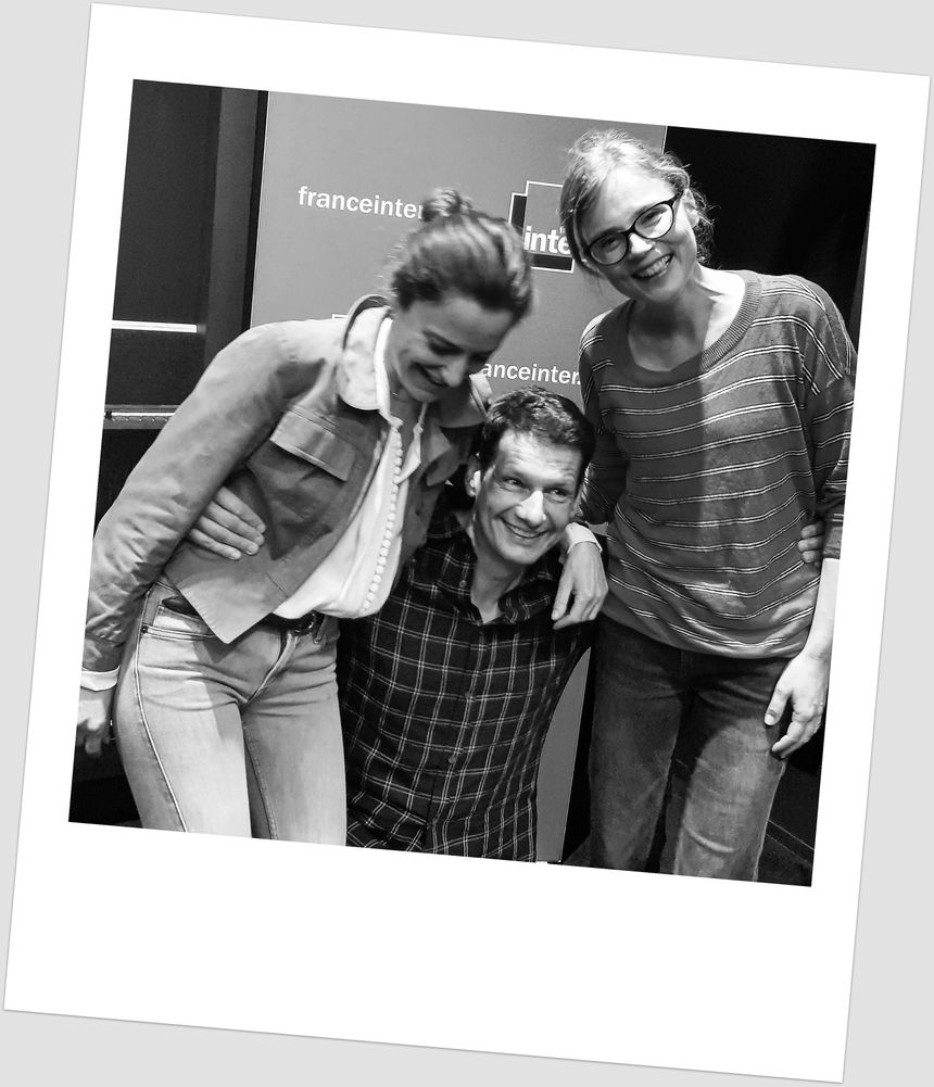 Colombe Schneck, Vincent Josse et Isabelle Carré, pendant l'enregistrement (joyeux! ) du grand Atelier (juin 2018)