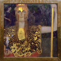 Gustav Klimt, Pallas Athena, déesse de la guerre, de la sagesse, des artisans et des techniques. huile sur toile, 1898.