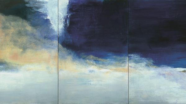 Zao Wou-Ki, Le vent pousse la mer, 2004 Huile sur toile 194,5 x 390 cm Collection particulière Photo : Dennis Bouchard Zao Wou-Ki,